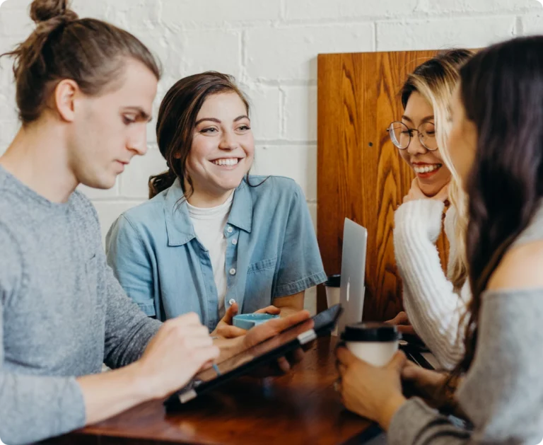 A small group talking together